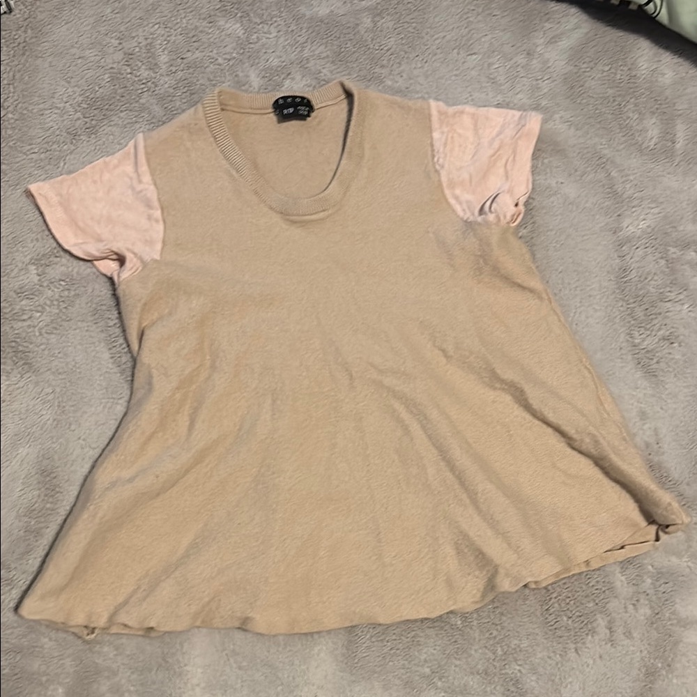 Theory Tan Cap Sleeve Blouse